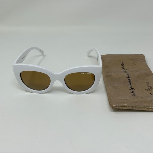 Quay Australia X Shay Mitchell Jinx White Cat Eye Womens Sunglasses Bronze Lens - Picture 2 of 11